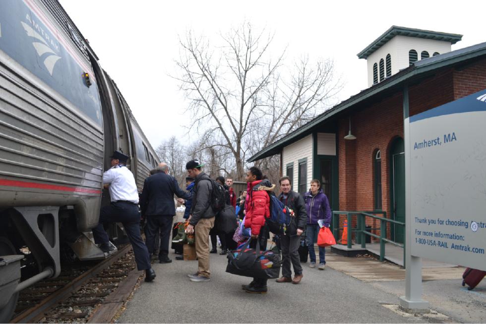 Construction workers build a train platform for an Amtrak service that starts Dec. 29 at the Union Station Tuesday