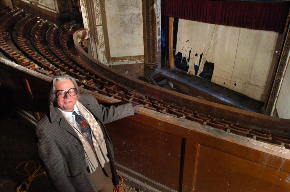 KEVIN GUTTING Don Sanders of MIFA stands inside the historic Victory Theatre, in Holyoke, which MIFA plans to renovate and reopen. - 
