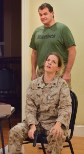 JERREY ROBERTS Myka Plunkett, as Casey, and Tom Kokonowski, as Capt. Baines, rehearse for "Soldier's Heart" Aug. 31 at Florence Civic Center. - JERREY ROBERTS | DAILY HAMPSHIRE GAZETTE