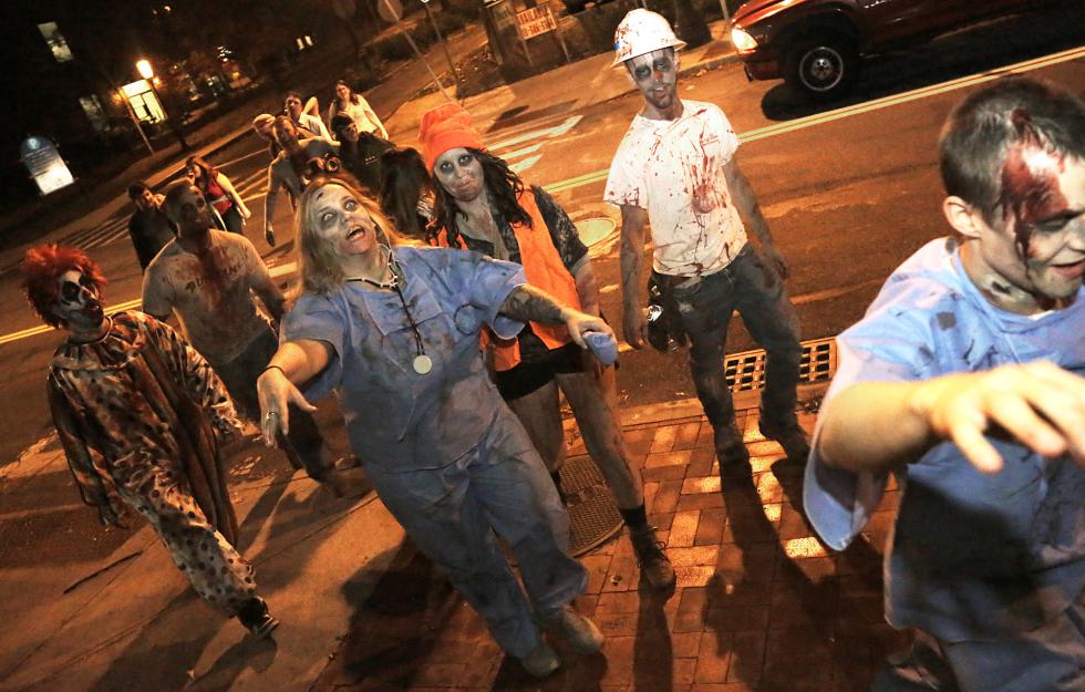 People take part in the Zombie Pub Crawl in Northampton Oct. 19.  SARAH GANZHORN - SARAH GANZHORN | DAILY HAMPSHIRE GAZETTE
