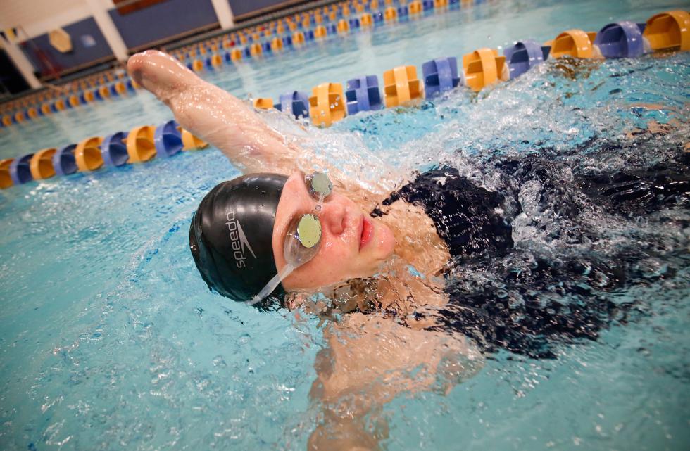 DAN LITTLE Maggie Baumer swims Saturday at Smith College's Dalton Pool. - DAN LITTLE | DAN LITTLE
