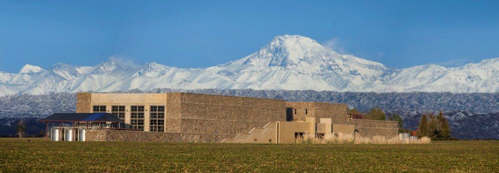The Septima winery in the Malbec region of Argentina beside the Andes Mountains.