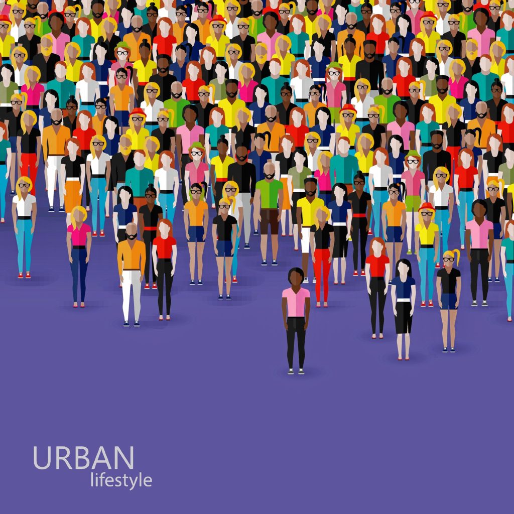 kristin palpiniillustration of society members with crowd of men and women