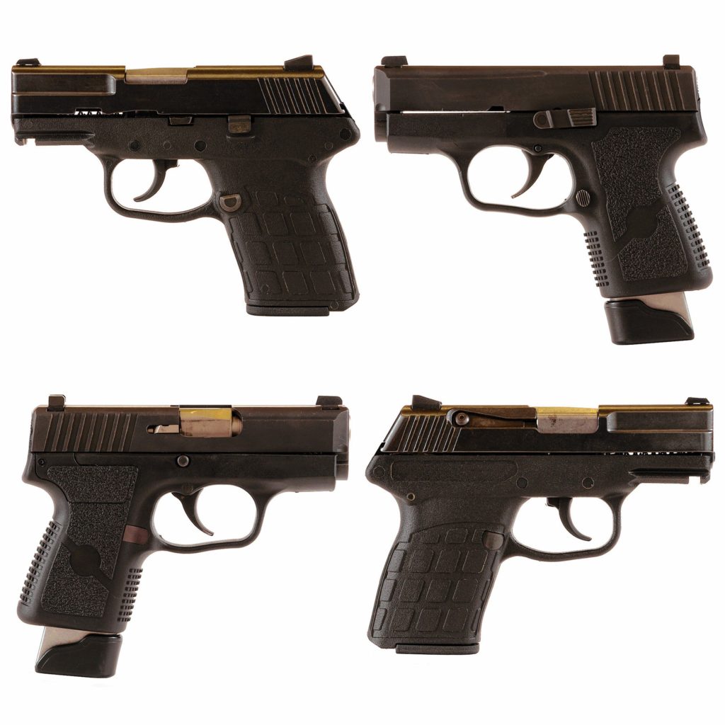 Nothing says “safety” like four handguns.