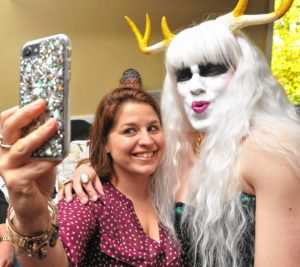 Hors D'oeuvres takes a picture with Amanda Stebbins at Drag Brunch at Slainte in Holyoke. Carol Lollis photo.