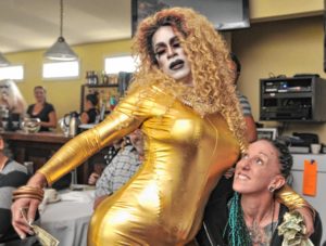 Ruby Monroe performs at a drag brunch at Slainte in Holyoke. Carol Lollis photo.