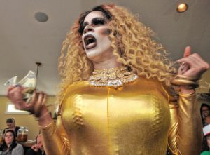Ruby Monroe performs at a drag brunch at Slainte in Holyoke. Carol Lollis photo.
