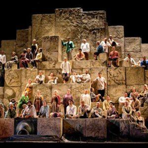 Va, pensiero during Verdi's "Nabucco."Photo: Marty Sohl/Metropolitan OperaTaken at the Metropolitan Opera during the rehearsal on September 23, 2011.