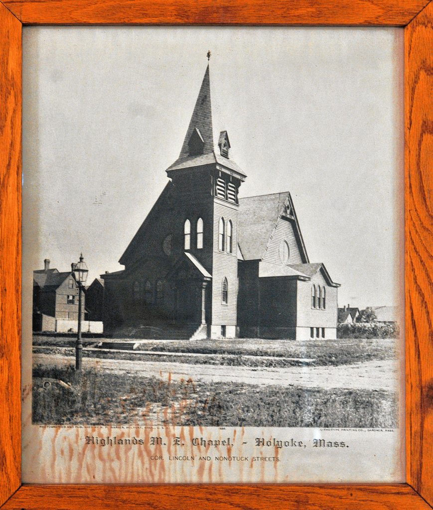 An 1886 photograph of the building. Boon and Caro Sheridan bought this 19th century Methodist Church in Holyoke about 18 months ago.