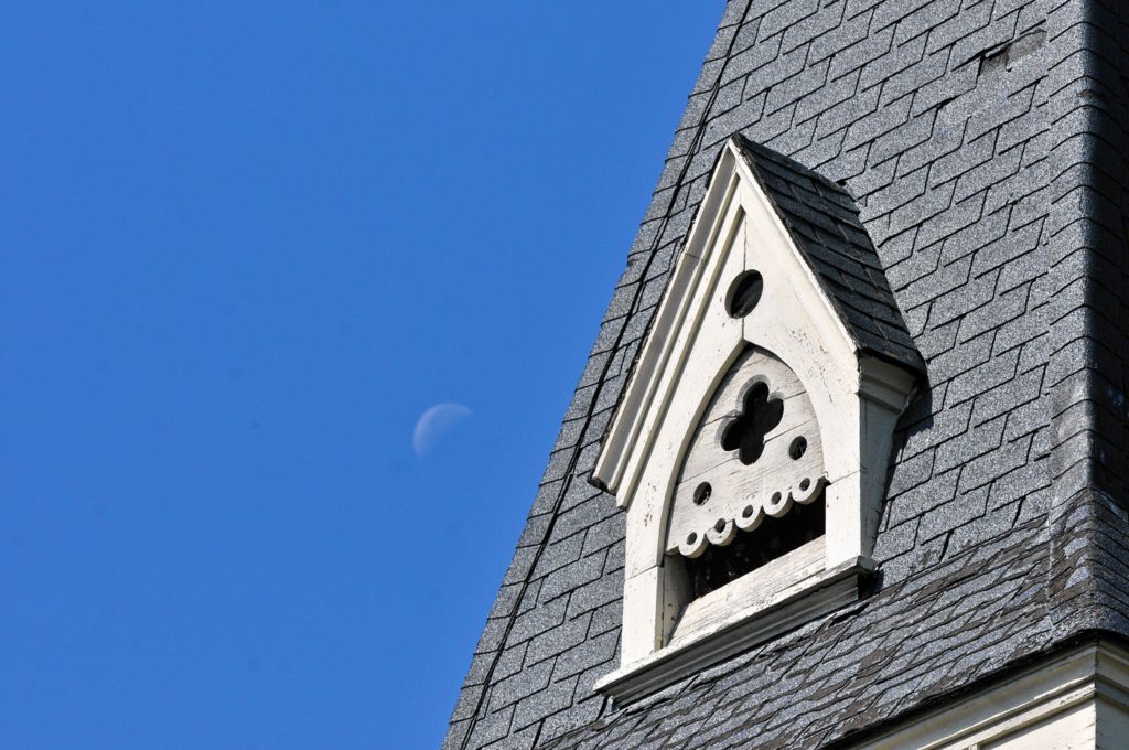 Steeple / moon. Boon and Caro Sheridan bought this 19th century Methodist Church in Holyoke about 18 months ago.