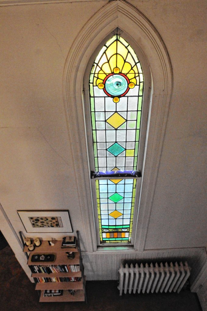 Looking down from the loft. Boon and Caro Sheridan bought this 19th century Methodist Church in Holyoke about 18 months ago.