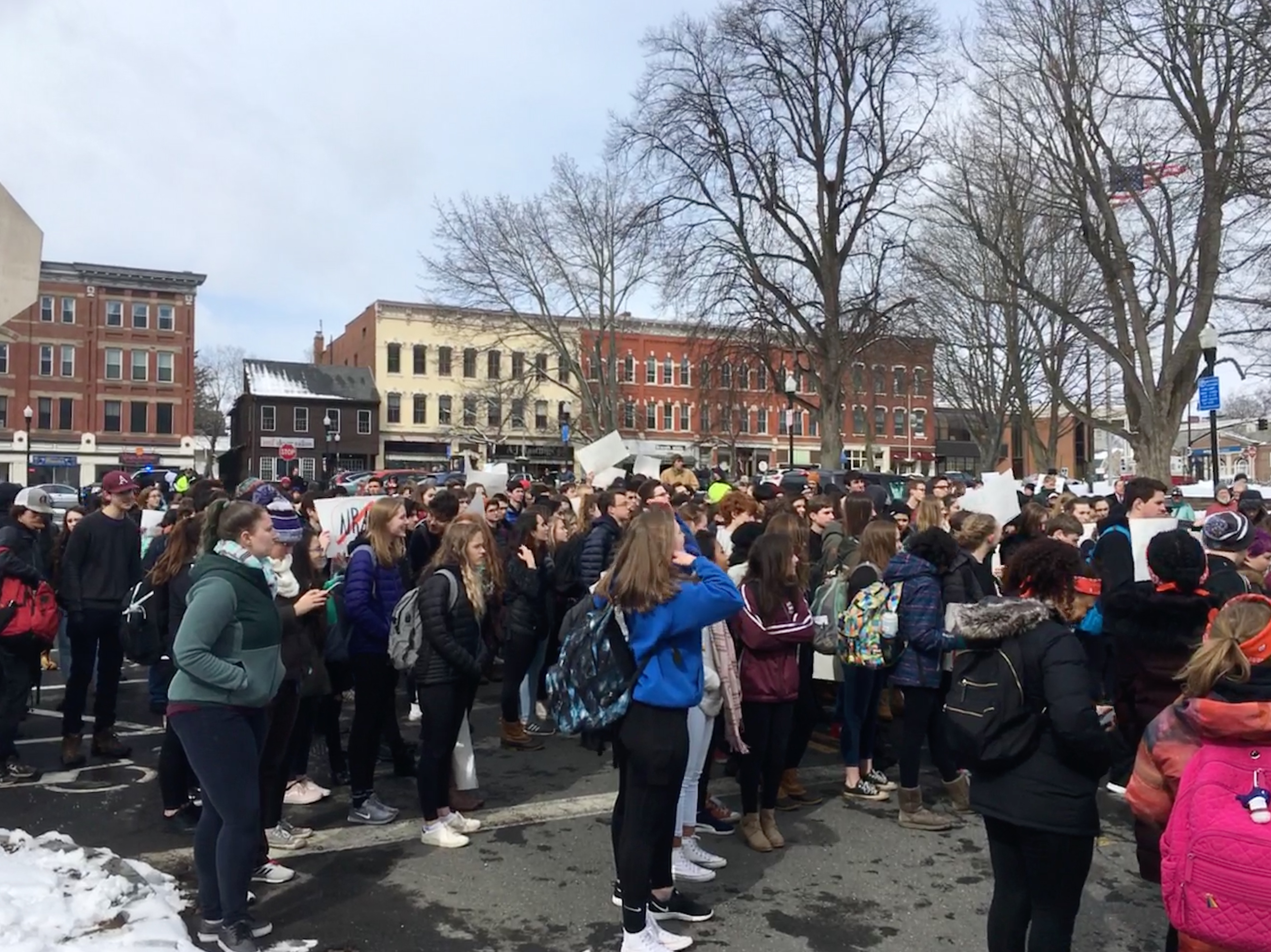 Amherst-Pelham Regional High students march to Amherst Common demanding action on ‘semi-automatic’ guns