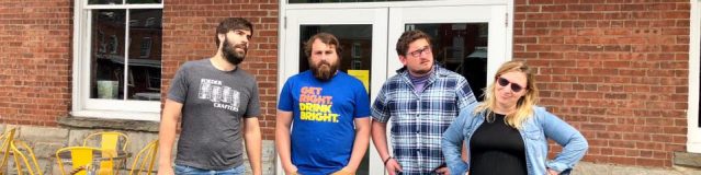 From left: Visiting brewer Christophe Gagné from Hermit Thrush Brewery, Bright Ideas head brewer Danny Sump, Bright Ideas assistant brewer Connor Mackenzie Johnson, and Bright Ideas operations manager Colleen Rafferty.