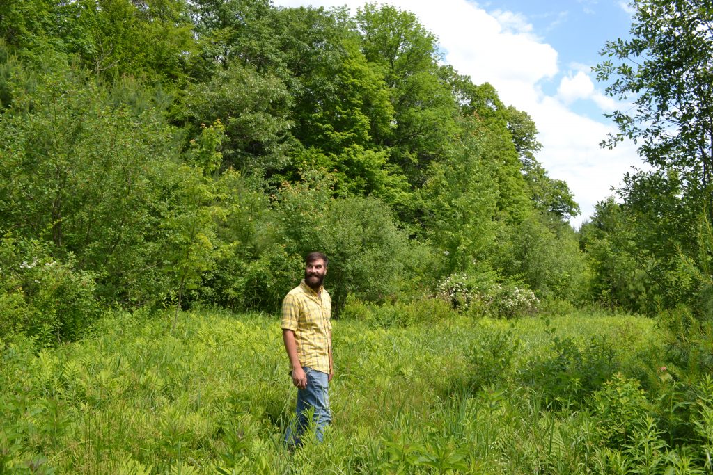 Hermit Thrush brewer Christophe Gagné walks the brewery's new property in Dummerston, VT, just outside of Brattleboro. Hunter Styles photo.
