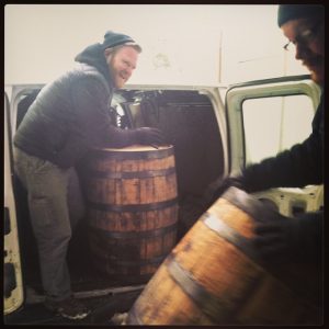 Sean Nolan (left) and Jay Sullivan, co-owners of Honest Weight Artisan Beer in Orange, received their first bourbon barrels in 2015. Instagram photo.