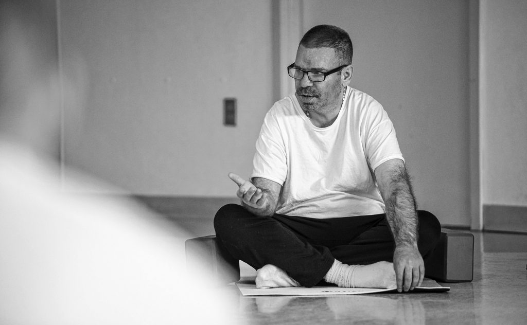 Carlo, an inmate at the Hampden County Pre-Release Center in Ludlow, talks about his experience with a yoga class that is part of the Cultivating, Honoring and Awakening Men's Potential program, or CHAMP, on Tuesday, April 30, 2019.