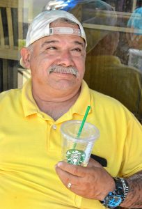 Rick Paiva, of Northampton, talks about vaping, Friday, Aug. 16, 2019 outside Starbucks in Northampton. He said he used to smoke and began to vape as an alternative to smoking, but no longer does either, due to health concerns.