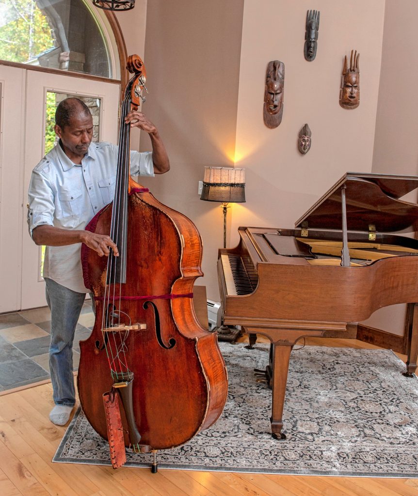 Sharpe, seen here in Plainfield home, is an acclaimed bassist who has played and recorded with a host of jazz legends, from McCoy Tyner to Wynton Marsalis.