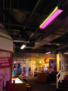 Lights are covered for Sensory Sundays at Holyoke Children's Museum for those children who have trouble tolerating bright lights.