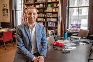 Holyoke Mayor Alex Morse photographed in his office at City Hall on Thursday, Feb. 4, 2021.