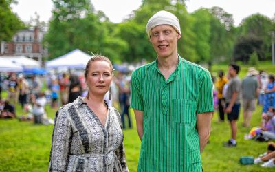 Reparations for Amherst (R4A) Founders Matthew Andrews and Michele Miller commemorate Juneteenth during a Community Jubilee Celebration in the Amherst Town common, Saturday in Amherst, MA.