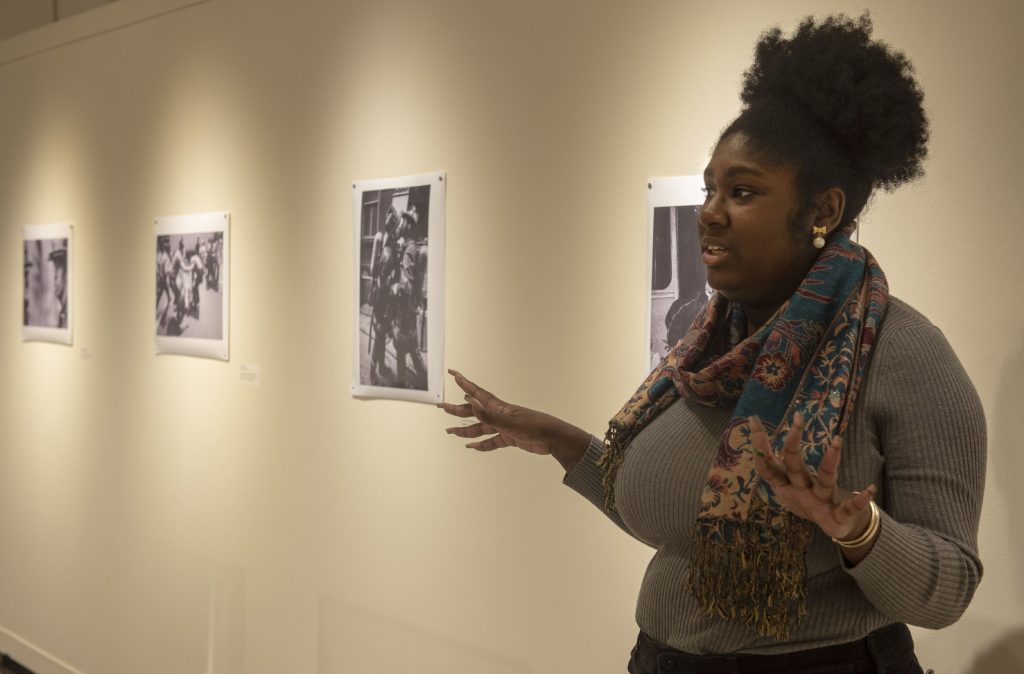 UMass doctoral student Yelana Sims is the curator of “Theater of the Streets: Social Landscapes Through the lens of Jill Freedman,” now on display at the university’s Augusta Savage Gallery at U.