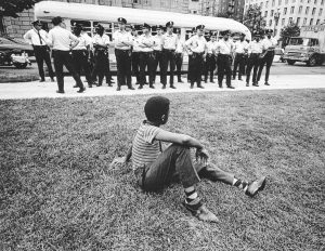 Police line the route of the Poor People’s Campaign in Washington, D.C. in May 1968. 