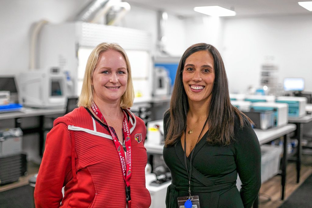 Analytics Lab Chief Scientific Officer Brenda Shalloo and President Tiffany Madru give a tour of their independent Cannabis testing facility in Holyoke.