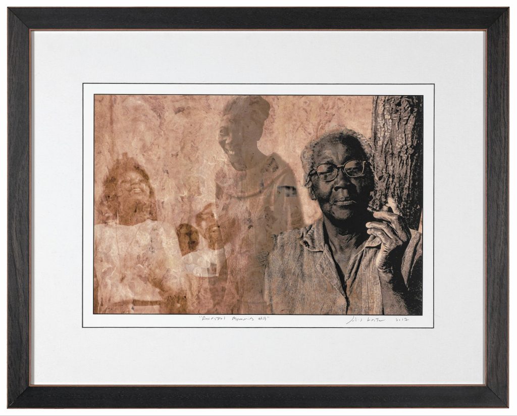 “Ancestors,” a photo collage by the late photographer and children’s book writer Julius Lester, is part of the expanded art collection at Forbes Library.